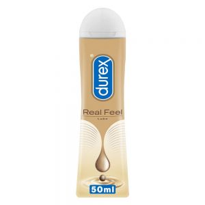 Durex Real Feel Long-Lasting Lubricant - 50ml | Silicone Lube lasts 3X Longer vs Water-Based Lube | Non-Sticky, Smooth and Warm
