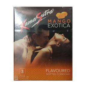 KamaSutra Exotica Mango Flavoured and Power Dotted Condoms - 3's Pack