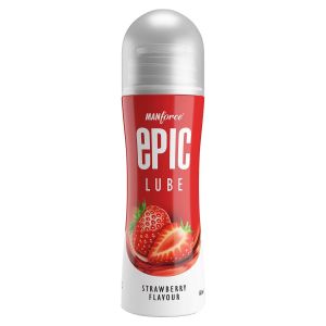 Manforce Epic Lube Strawberry Flavoured (Lubrication Gel For Men & Women) Water-Based Gel, Skin-Friendly, Safe To Use With Condoms, 60ml