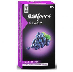 Manforce Xtasy Black Grapes Flavoured Condoms for Men| Dotted and Double Contoured for Intense Pleasure| India’s No. 1* Condom Brand| Lubricated Latex Condoms| Pack of 1