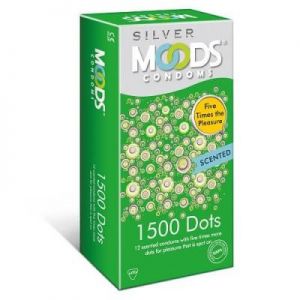 Moods Silver 1500 Dots - Dotted and Scented Condoms - 12's Pack