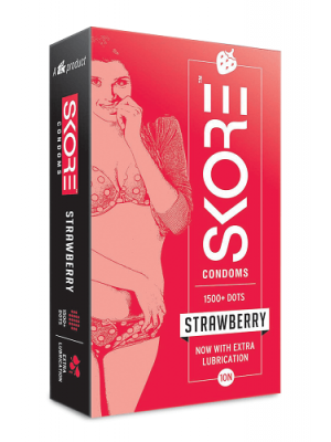 Skore Strawberry Flavored Condoms - 10's Pack