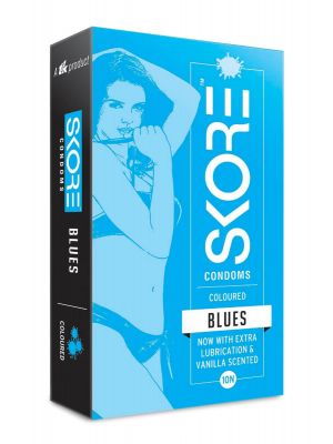 Skore Blue Coloured Condoms  - 10's Pack