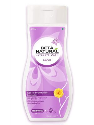 Beta Natural Intimate Wash (Gentle Protection - Immortelle) For Hygiene & Protection | Hypoallergenic | Gynaecologically Tested | Soap/Paraben Free - 100 ml