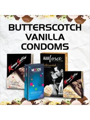 Butter Scotch & Vanilla Flavoured Condoms - Mini Sampler - 15 Pcs