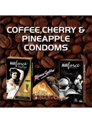 Pine Apple Cherry & Coffee Flavoured Condoms - Mini Sampler - 15 Pcs