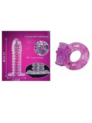 Deluxe Ultra Fine Climax Delay Crystal Condom - SNUG FIT & Butterfly Vibrating Ring & AG-5 Battery - 4 Nos - Combo