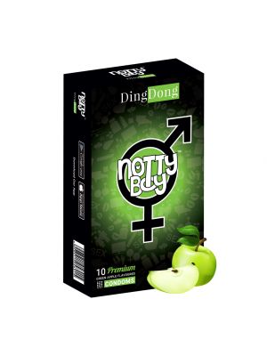 Nottyboy DingDong Green Apple Flavored and Dotted Condoms - 10's Pack