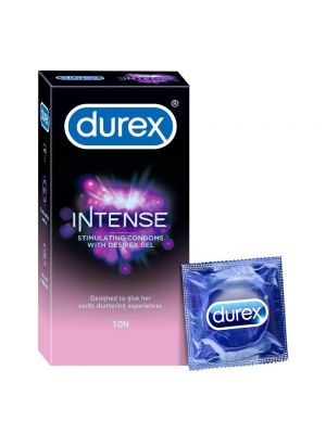 Durex Intense Condoms for her extra pleasure - 10 Count |Extra Dotted and Ribbed for added stimulation | Performa Lubricant for enhanced sensitivity |Suitable for use with lubes & toys