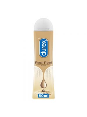 Durex Real Feel Long-Lasting Lubricant - 50ml | Silicone Lube lasts 3X Longer vs Water-Based Lube | Non-Sticky, Smooth and Warm