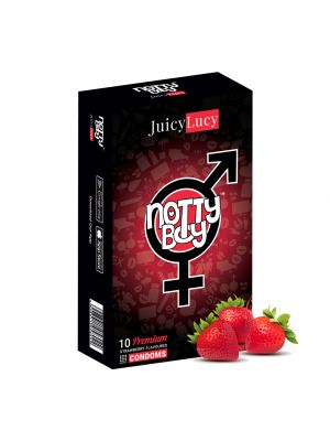 Nottyboy JuicyLucy Strawberry Flavored and Dotted Condoms - 10's Pack