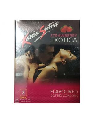 KamaSutra Exotica Strawberry Flavoured and Power Dotted Condoms - 3's Pack