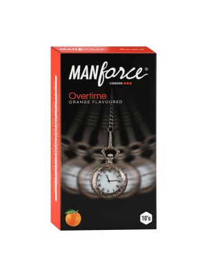 Manforce Overtime Orange 3in1 (Ribbed, Contour, Dotted) Condoms - 10 Pieces