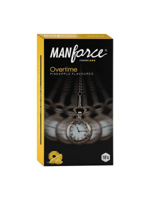 Manforce Overtime Pineapple 3in1 (Ribbed, Contour, Dotted) Condoms - 10 Pieces