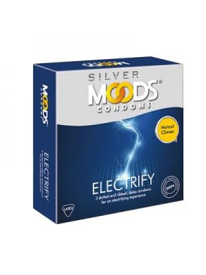 Moods Silver Electrify Delay and Multi Textured Condom - 3's Pack