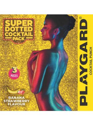 Playgard Super Dotted Banana-Strawberry Cocktail Condoms - 3's Pack