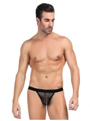 Blow my Whistle: Power Show Sexy Thong for Men - Black - Free Size