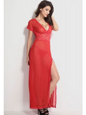 Eat Me with your Eyes - Coquettish Night Dress - Red - Free Size