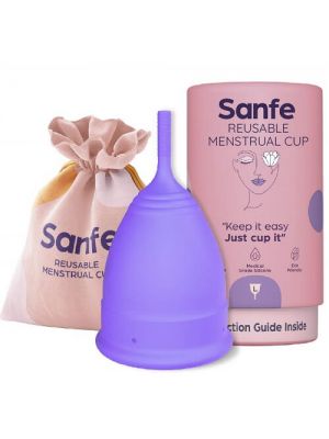Sanfe Reusable Menstrual Cup with No Rashes, Leakage Or Odor - Premium Design for Women - Large