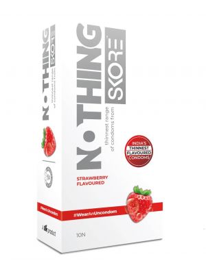 SKORE NOTHING – Thinnest Strawberry flavoured condoms – 1 packet (10 pieces)