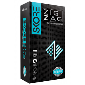 Skore ZigZag Dotted & Ribbed Condoms - 10's Pack