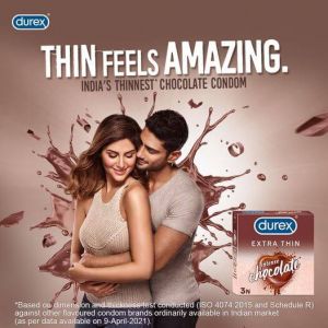Durex Extra Thin Intense Chocolate Flavoured Condoms For Men - 3s