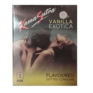 KamaSutra Exotica Vanilla Flavoured and Power Dotted Condoms - 3's Pack