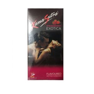 KamaSutra Exotica Strawberry Flavoured and Power Dotted Condoms - 10's Pack