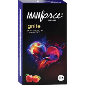 Manforce Ignite Apple-Peach Flavoured Extra Dotted Condoms - 10 Pieces