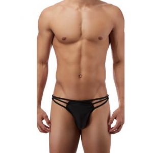 Blow My Whistle: Croc Cage Thong - Black-Free Size
